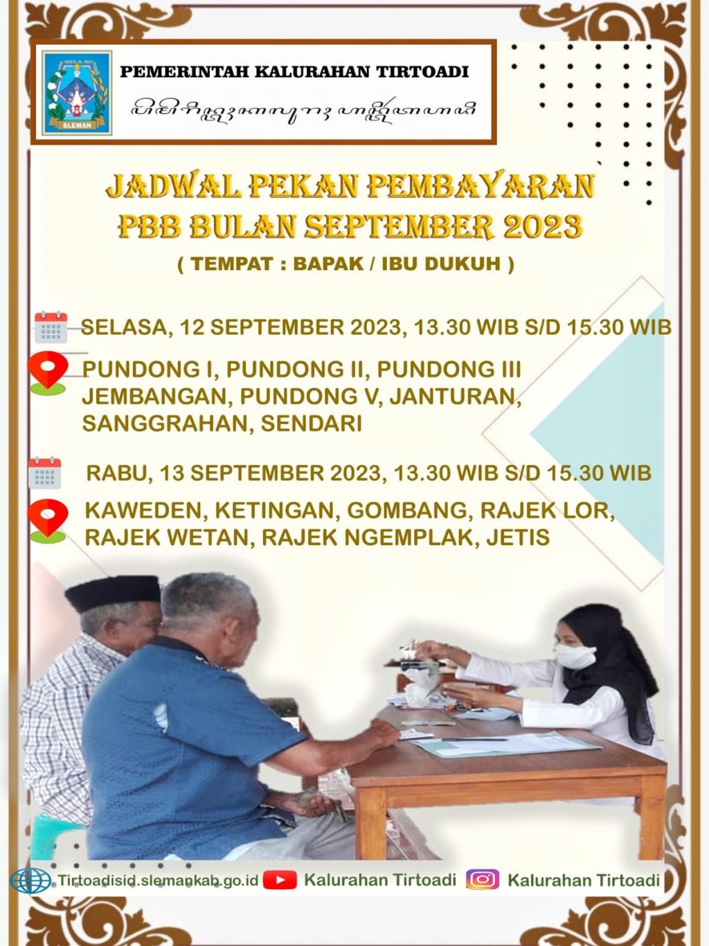 JADWAL PEKAN PEMBAYARAN PBB P-2 BULAN SEPTEMBER 2023