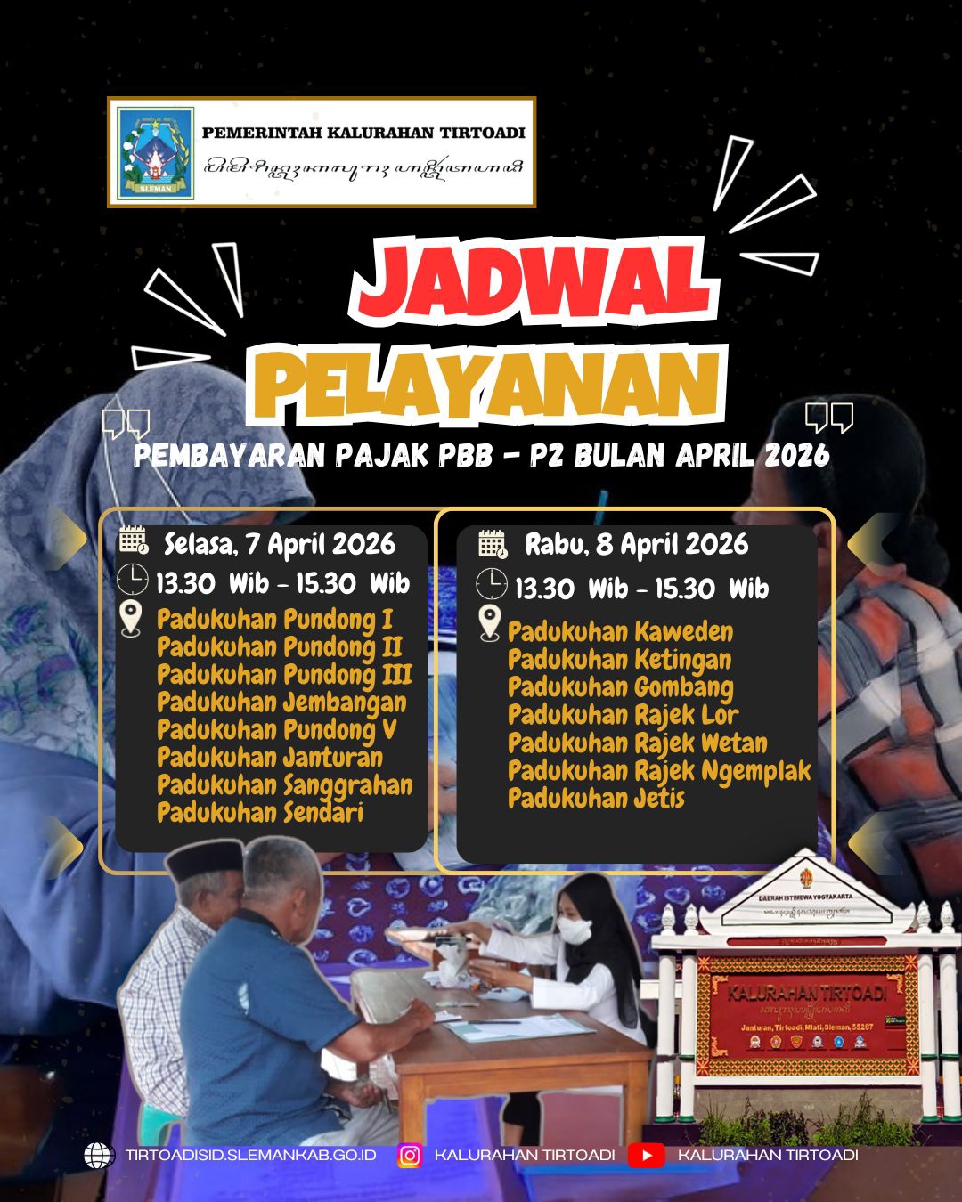 JADWAL PELAYANAN PEMBAYARAN PAJAK PBB – P2 BULAN APRIL 2026