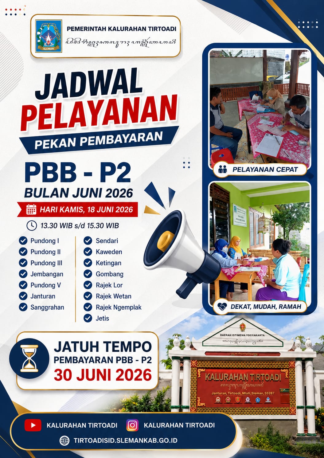 JADWAL PELAYANAN PEKAN PEKAN PEMBAYARAN  PBB – P2 BULAN JUNI 2026